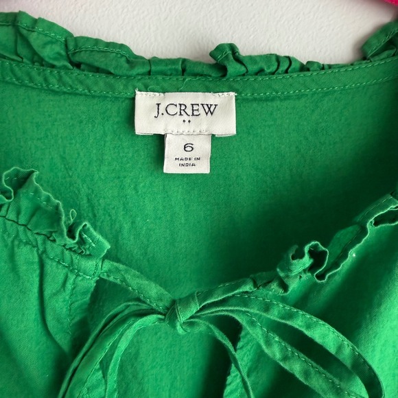 J.CREW Kelly Green Tie-Front Sleeveless Tiered Ladies Midi Dress with Pockets, 6 - Picture 4 of 7